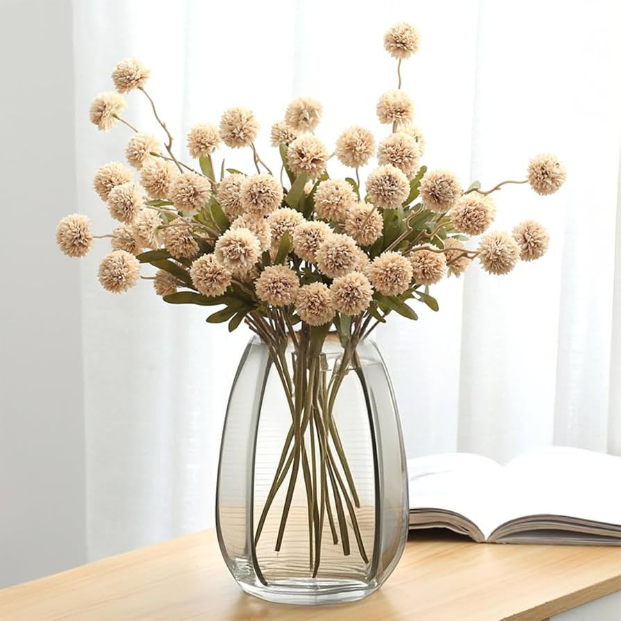 Faux Kiku Flower, 10 Stems with 5 Heads Each & 4 Branches Eucalyptus Stems, Artificial Small Mini... | Amazon (US)