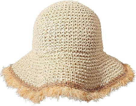 boderier Womens Straw Hat Beach Sun Hat Frayed Crochet Foldable Straw Bucket Hat Summer Floppy Be... | Amazon (US)