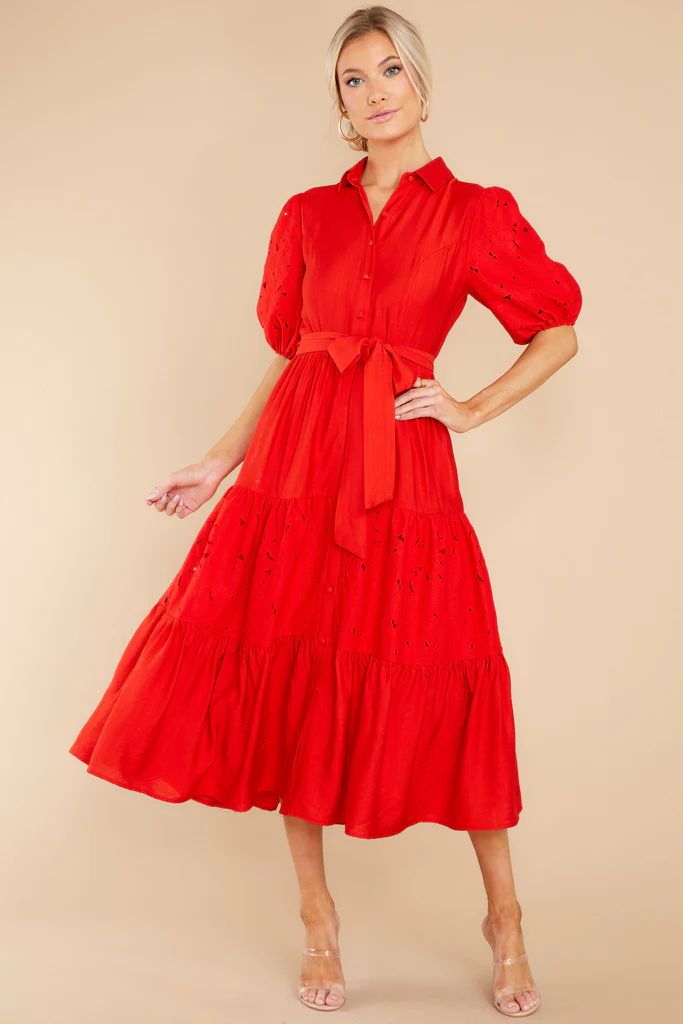 Win Their Hearts Red Midi Dress | Red Dress 