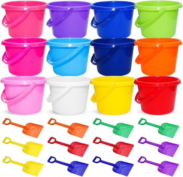 12 Pack Sand Buckets and Shovels for Kids 7.48 Inches | Beach and Sand Toys at The Beach | Use fo... | Amazon (US)