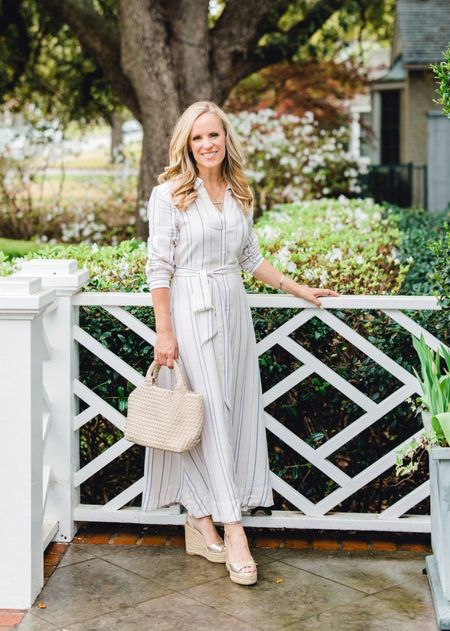 Simple and chic look for spring and summer. This long sleeve wrap maxi dress pairs so beautifully with these gold espadrille wedges and neutral mini tote 

#LTKSeasonal #LTKstyletip #LTKFind