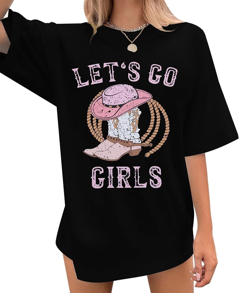 Cowgirl Shirts for Women Western Cowgirls Oversized T Shirt Retro Country Music Tee Casual Short ... | Amazon (US)