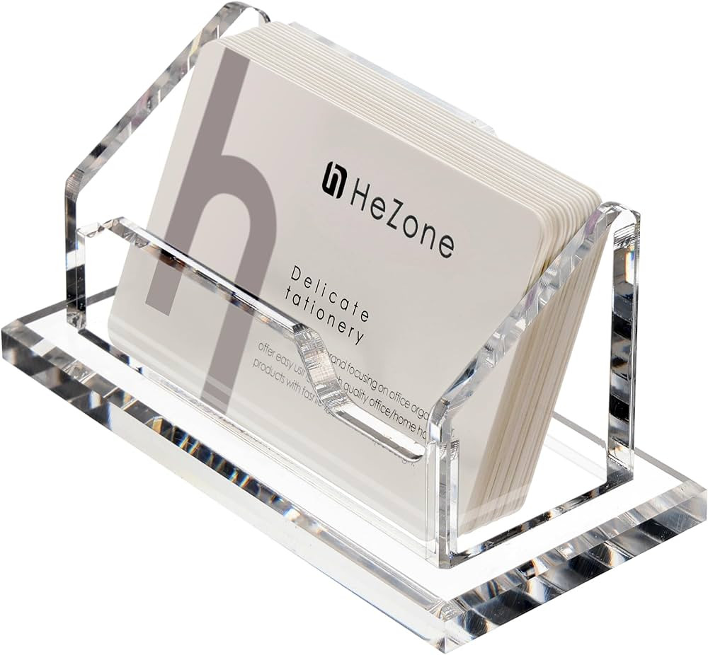 Acrylic Card Holder Clear Horizontal Business Card Organizer Stand for Desk 1 Slots Business Card... | Amazon (US)