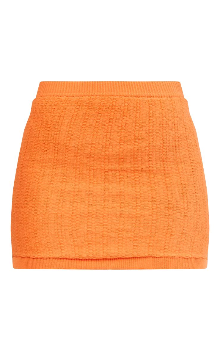 Bright Orange Soft Knit Pattern Mini Skirt | PrettyLittleThing US