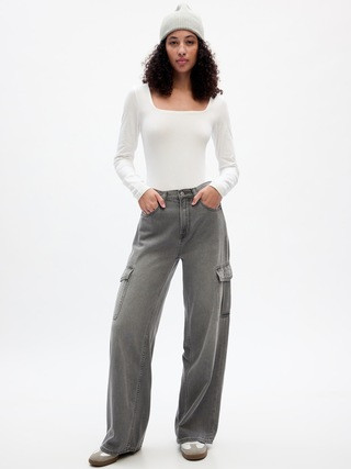 High Rise Wide-Leg Cargo Jeans | Gap Factory