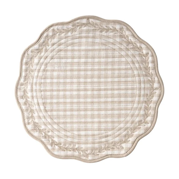 The Pioneer Woman Quilted Mini Gingham Woven Placemat, Beige, 15" Round | Walmart (US)