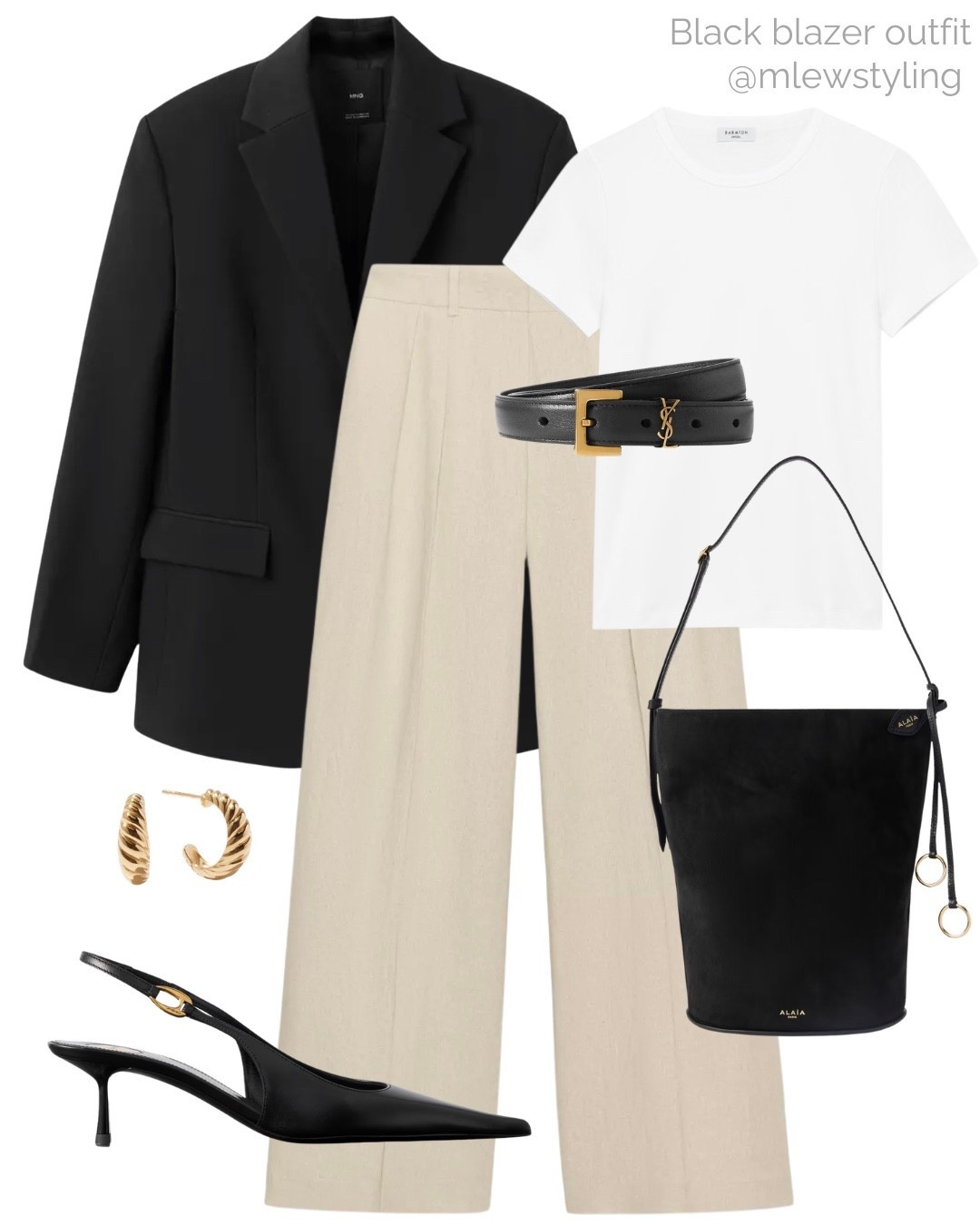 Spring office outfit with a black blazer 🖤

Tags: workwear, mango blazer, Zara linen tailored pants, ysl leather belt, aritzia white t-shirt, Alaia suede tote bag, saint Laurent slingback heels, quince gold earrings, capsule wardrobe 

#LTKgrwm #LTKWorkwear #LTKootd
