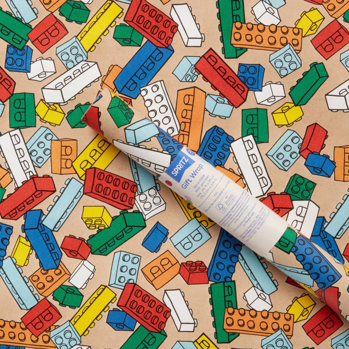 96"x30" Building Blocks Birthday Gift Wrapping Paper Colorful - Spritz™ | Target
