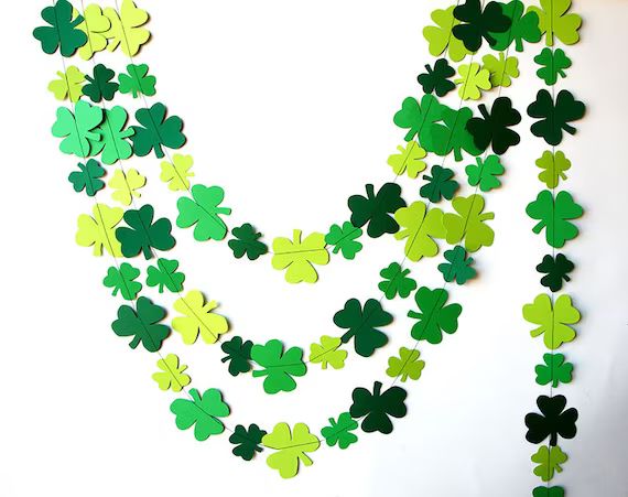 St Patricks Day decorations, Greenery Garland, Shamrocks garland, Clover garland, Leaf garland, I... | Etsy (US)