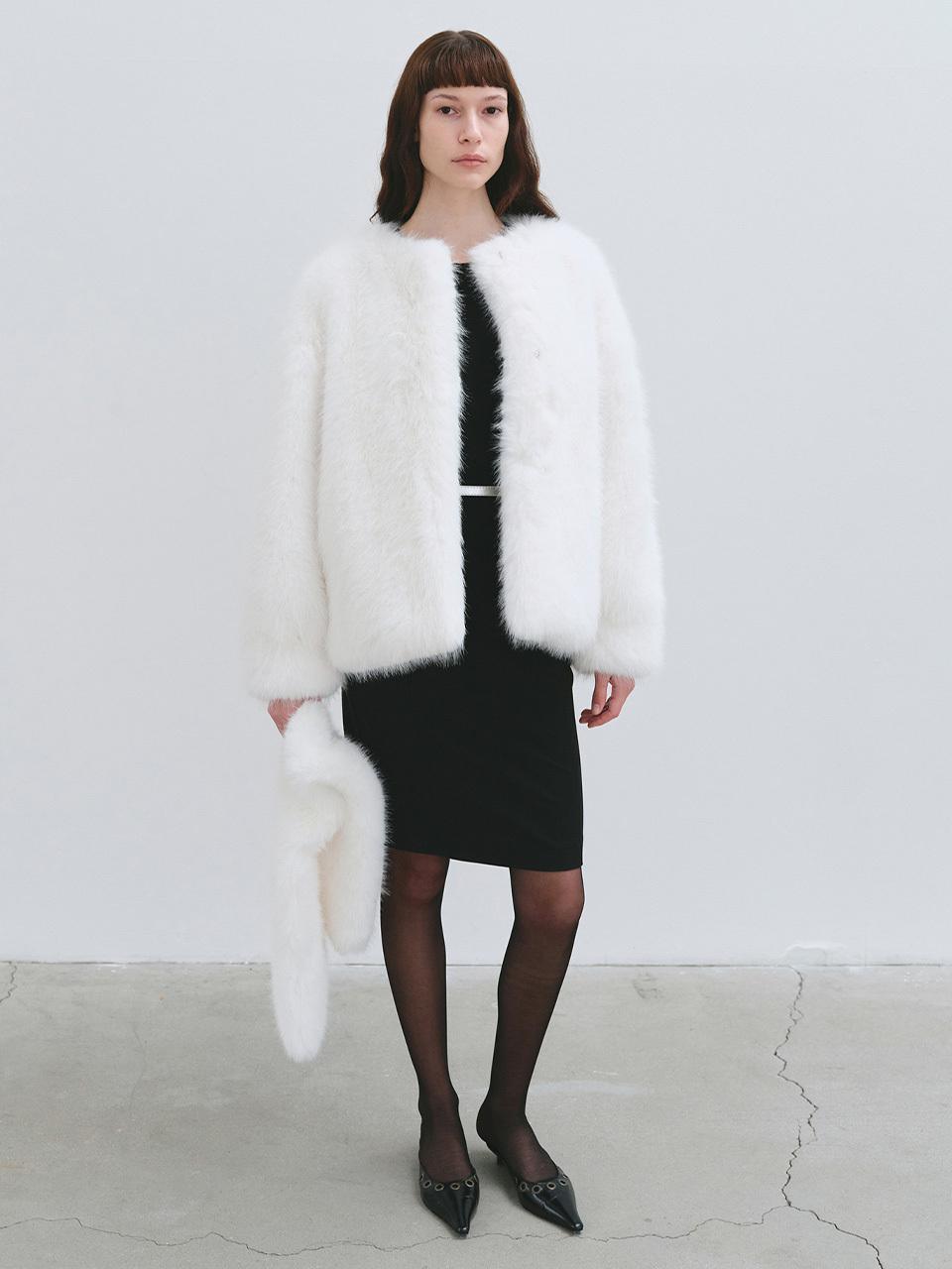 BLAIR FAUX FUR JACKET WHTIE | W Concept (US)