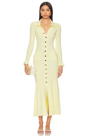 self-portrait Knit Midi Dress in Yellow from Revolve.com | Revolve Clothing (Global)