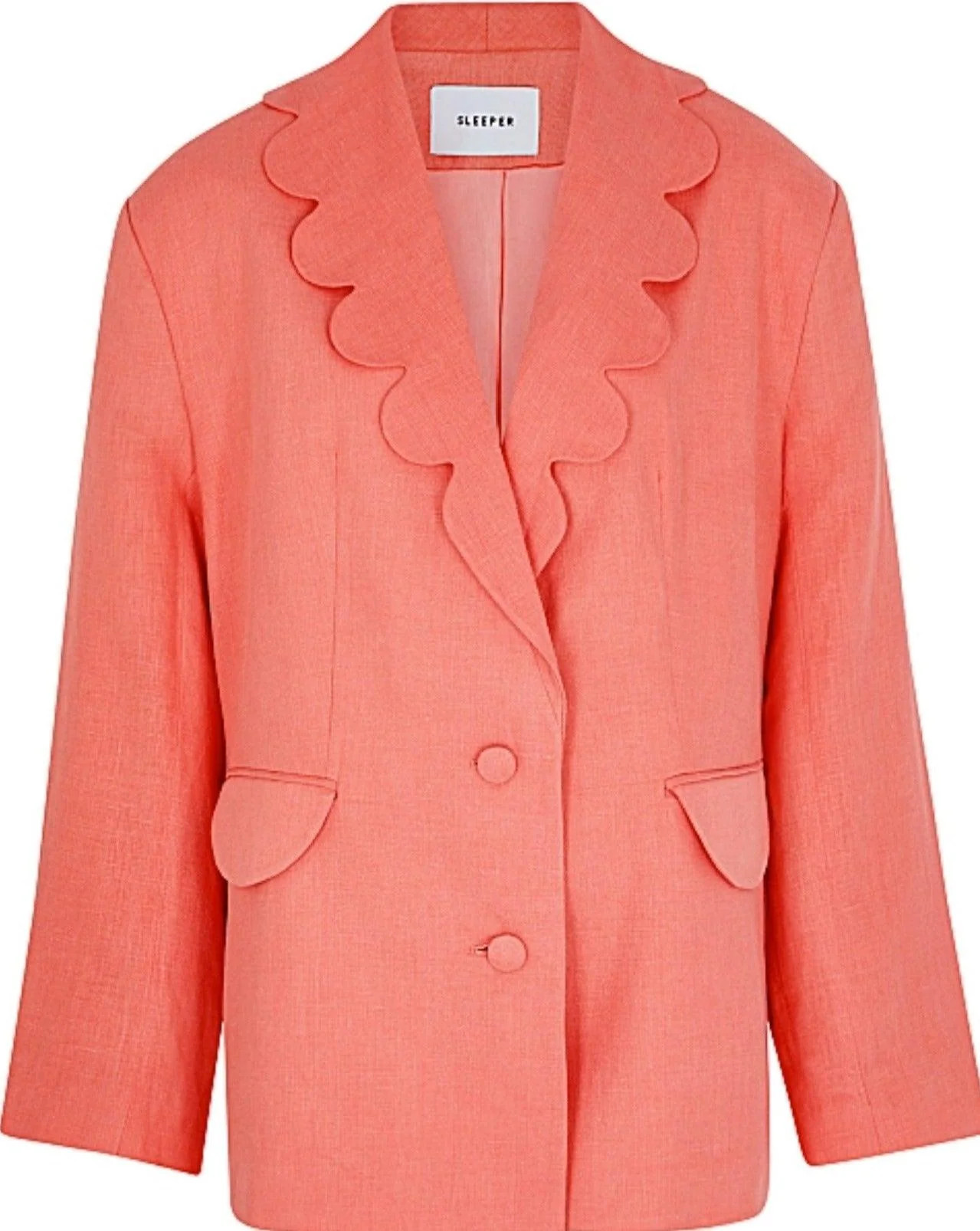 Sleeper Dynasty Linen Blazer Jacket in Coral | outdazl
