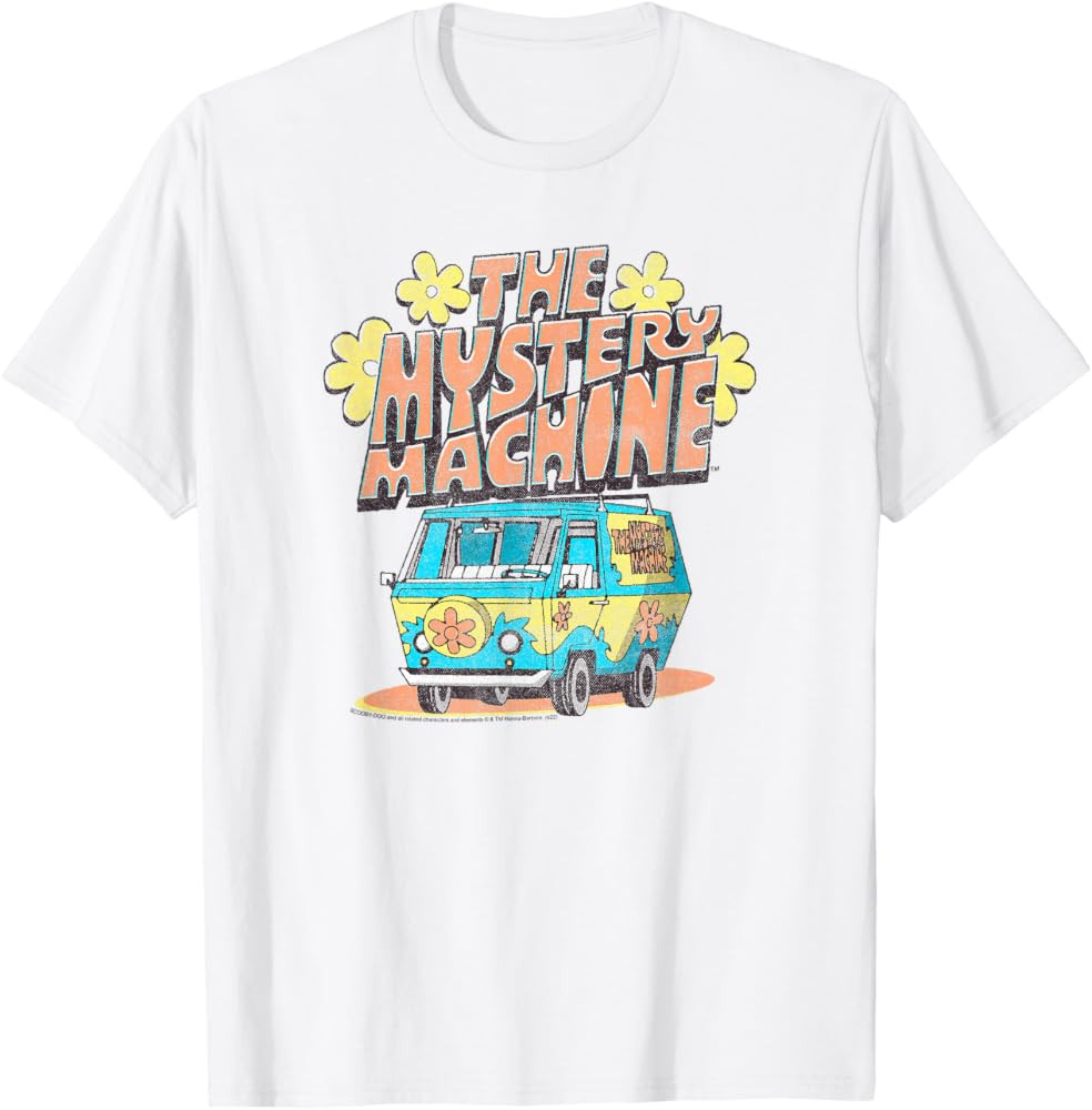 Scooby-Doo Mystery Machine Centered Front View Text Logo T-Shirt | Amazon (US)
