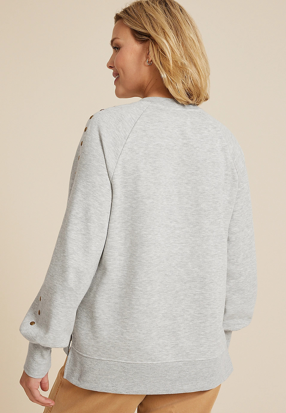 edgely™ Studded Sleeve Relaxed Fit Sweatshirt | Maurices