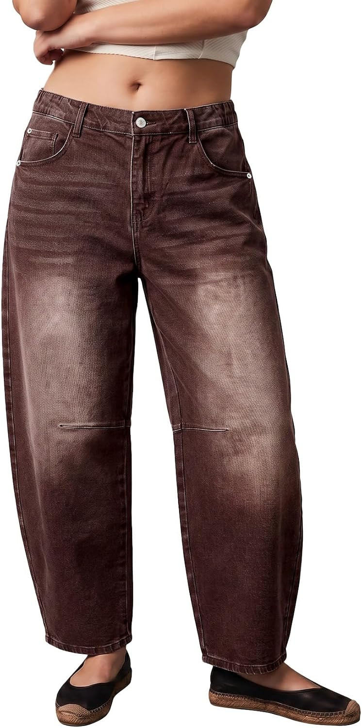 Eytino Women Plus Size Wide Leg Barrel Jeans | Amazon (US)