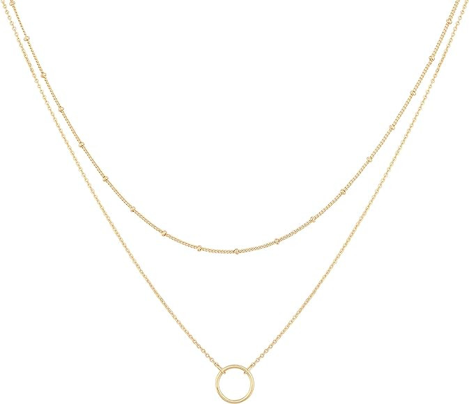MEVECCO Layered Heart Necklace Pendant Handmade 18k Gold Plated Dainty Gold Choker Arrow Bar Laye... | Amazon (US)