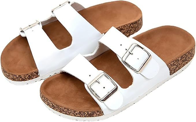 XTYD Ladies Cork Sandals Womens Open Toe Fashion Slides Vegan Leather Strap Cork Sandals Adjustab... | Amazon (US)