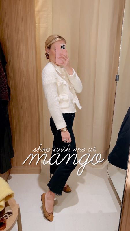 Mango try on! Sizing details below. I’d say Mango runs slightly small.

White Tweed Jacket // Wearing my usual blouse size, XS. Since I normally size down in jackets and didn’t have to in this one, I’d say order your normal blouse size.

Quilted Navy Coat // Wearing my usual size, XS. Fits oversized.

Black Tweed Blazer // Wearing my usual blouse size, XS. Since I normally size down in jackets and didn’t have to in this one, I’d say order your normal blouse size.

Light Blue Sweater // Wearing size Small. I sized up one and thought it looked too big, so I’d recommend ordering your usual blouse size.

Sweater Dress // Wearing my usual size, XS. Fits TTS. (Tight fight, which I don’t love.)

Striped Sweater // I’m wearing a M, which is two sizes up from my normal blouse size.

White Jeans // Wearing a size 34. I’m typically a US 26 in jeans.