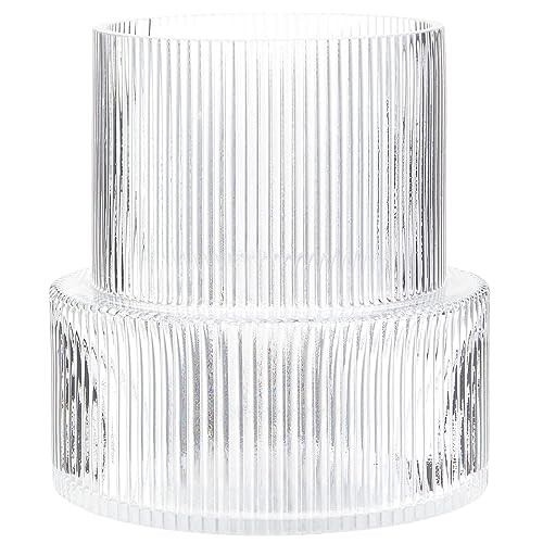 Glass Vase, Ribbed Vase, Flower Vase, Fluted Glass Vase, Clear Vase, Ribbed Glass Vase for Flower... | Amazon (US)