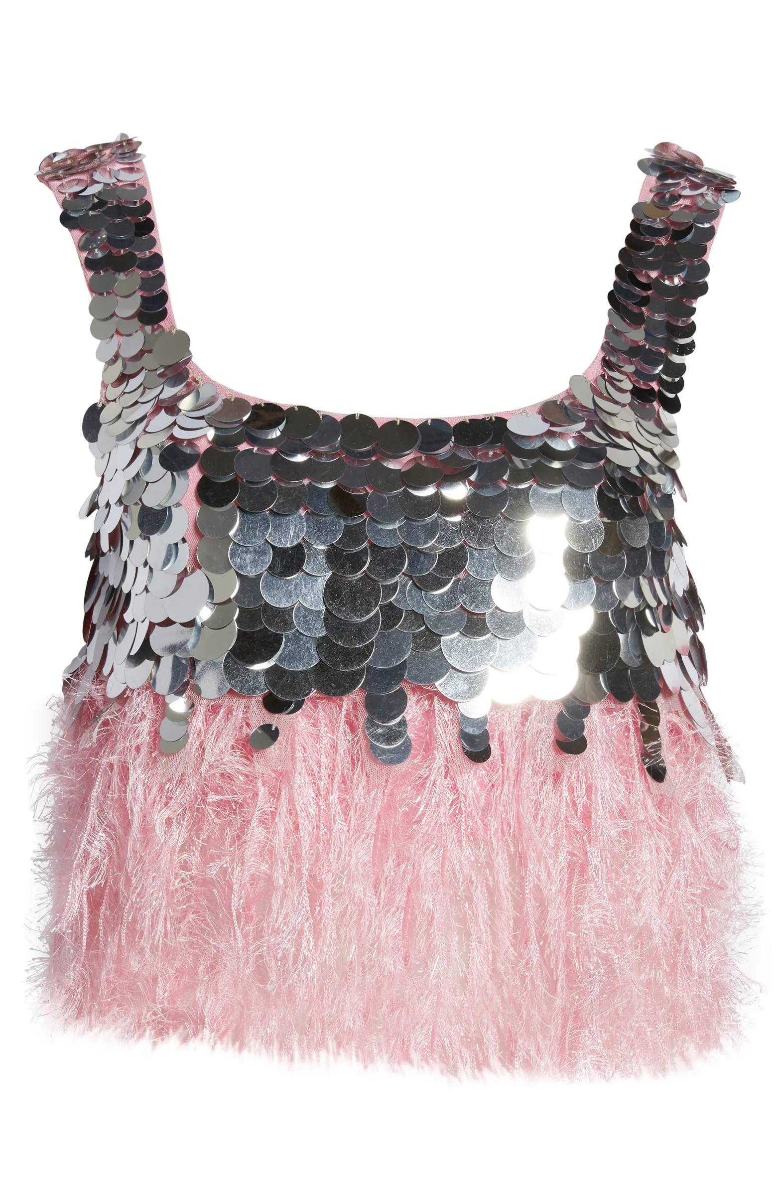 Paillette Sequin Faux Feather Crop Top | Nordstrom