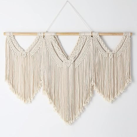 Mokof Large Macrame Wall Hanging Wide Macrame Wall Decor Boho Woven Art, 43"x32" | Amazon (US)