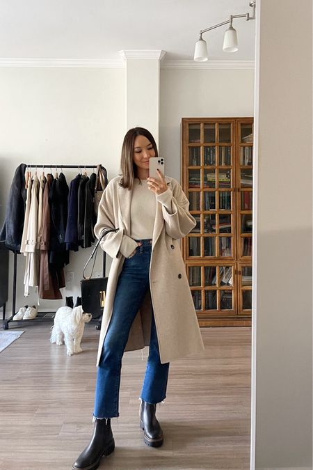 Transitional spring outfit / casual date outfit 

Coat - Mango xs color sold out, linked similar 
Linked similar sweater & jeans 

#LTKstyletip #LTKunder100 #LTKworkwear