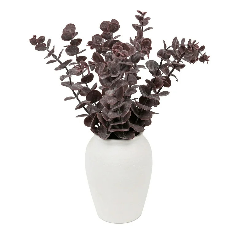 Better Homes & Gardens Artificial Purple Eucalyptus in White Vase | Walmart (US)