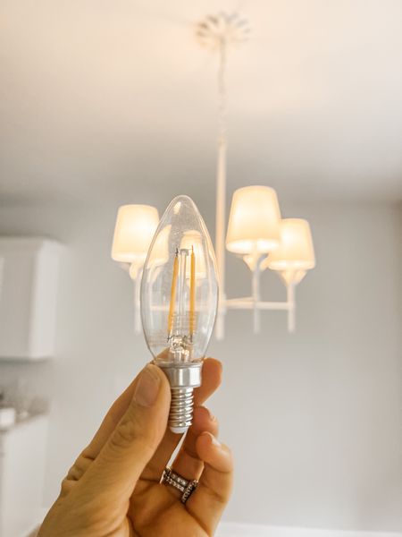 If you’re looking for the perfect soft white dimmable candelabra light bulb, this is it ✨ #lightbulbs #chandelier 

#LTKhome
