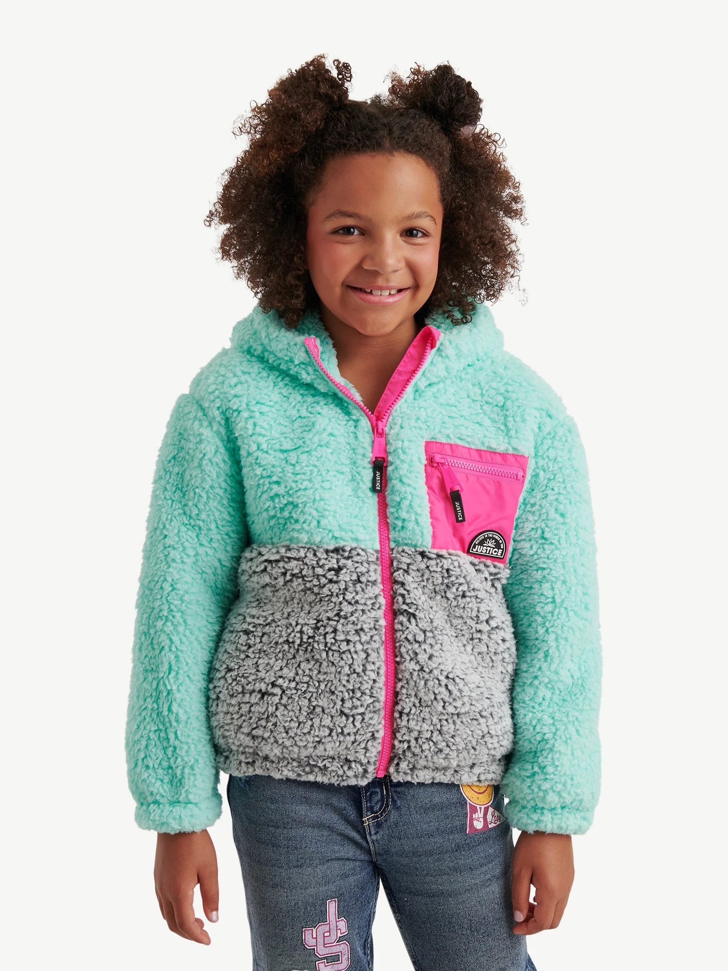 Justice Girls Full Zip Plush Jacket, Sizes XS-XL - Walmart.com | Walmart (US)