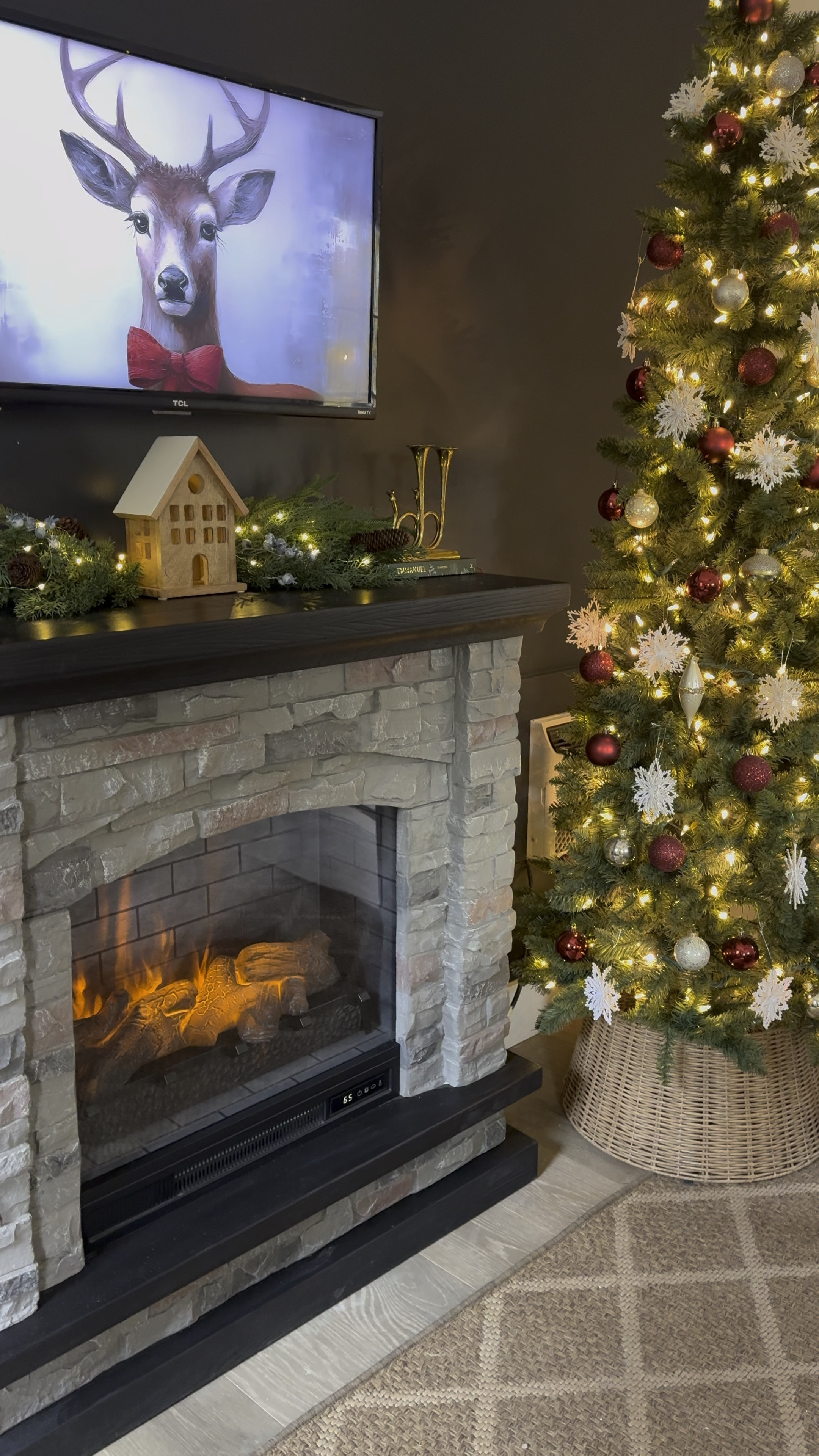 Love this slim Christmas tree we got for our Pond House!  It’s pre-lit, and I added one strand of twinkle lights to make it sparkle. 🎄
@walmart


#LTKSeasonal #LTKHome #LTKHoliday