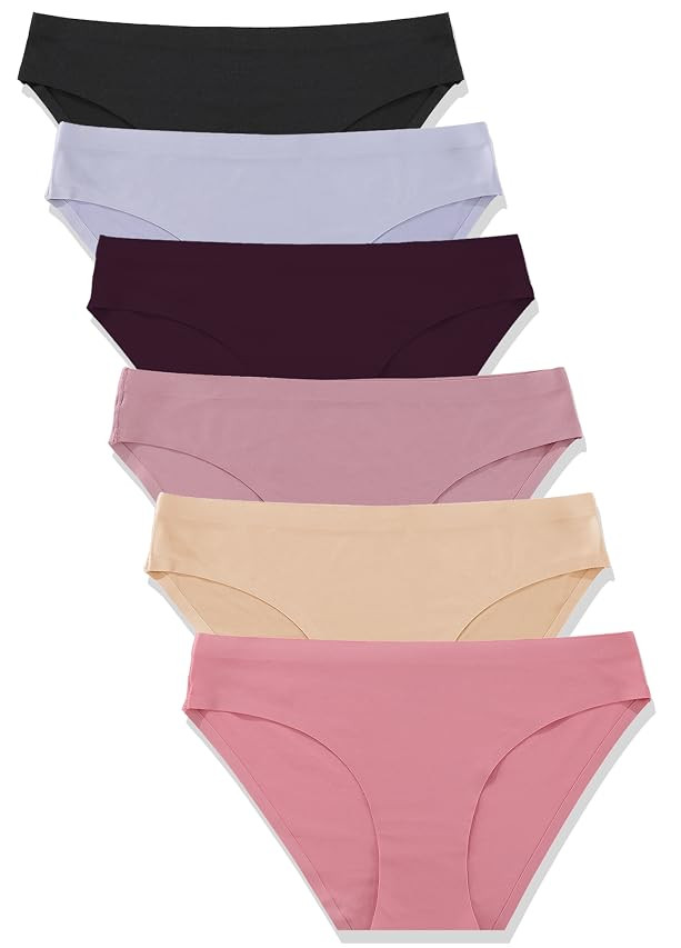 6 Pack Women’s Seamless Hipster Underwear No Show Panties Invisibles Briefs Soft Stretch Bikini Unde | Amazon (US)