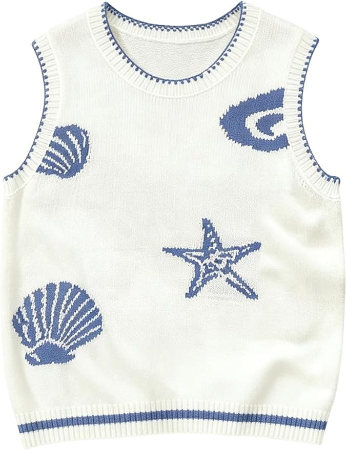 Verdusa Women's Lobster Crochet Tank Tops Sweater Vest Sleeveless Knit Tops Funny Shirts | Amazon (US)