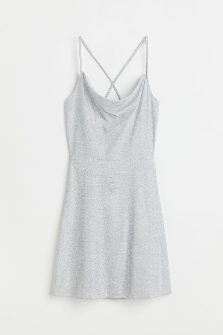 H & M - Glittery Slip Dress - White | H&M (US)