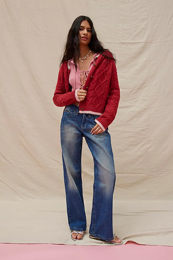 Kimchi Blue Lennon Cable Knit Cardigan | Urban Outfitters (US and RoW)