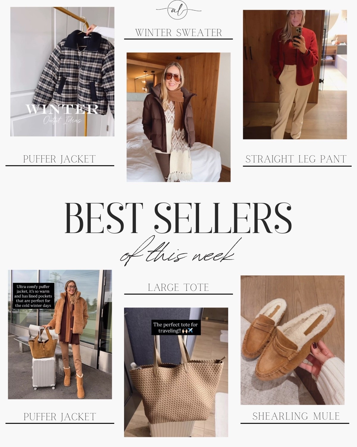 Best sellers of this week! 
Puffer jackets, winter sweater, large tote, straight leg pant, shearling mule. 

#LTKU #LTKootd #LTKgrwm