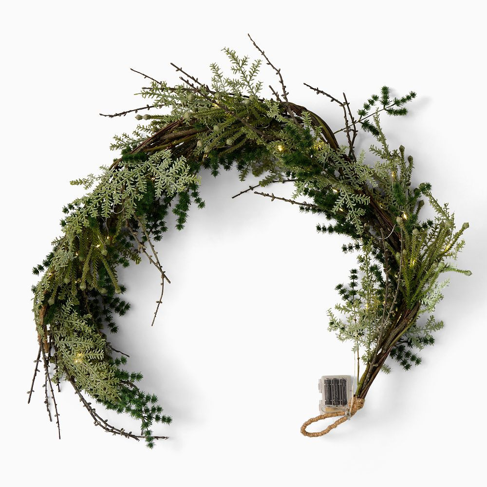 Pre-Lit Faux Mixed Pine Garland | West Elm (US)