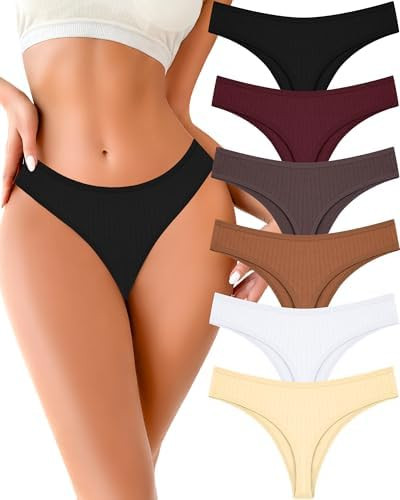 FINETOO Cotton Thongs for Women Soft Low Rise Sexy Thong Ladies Panties Womens Underwear 6 Pack X... | Amazon (US)