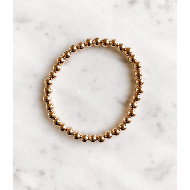 Large 5mm 14k gold bracelet | Etsy (US)