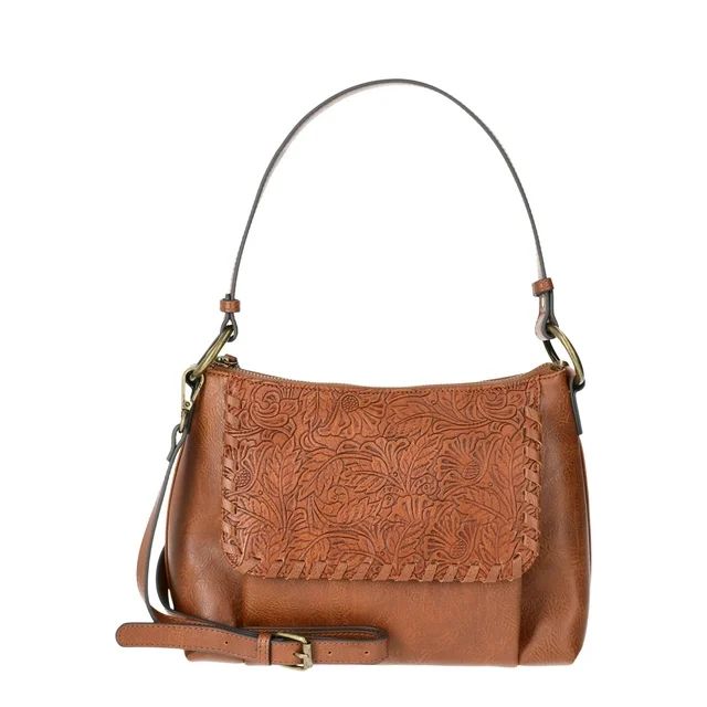 The Pioneer Woman Tooled Faux Leather Shoulder Bag, Women’s | Walmart (US)