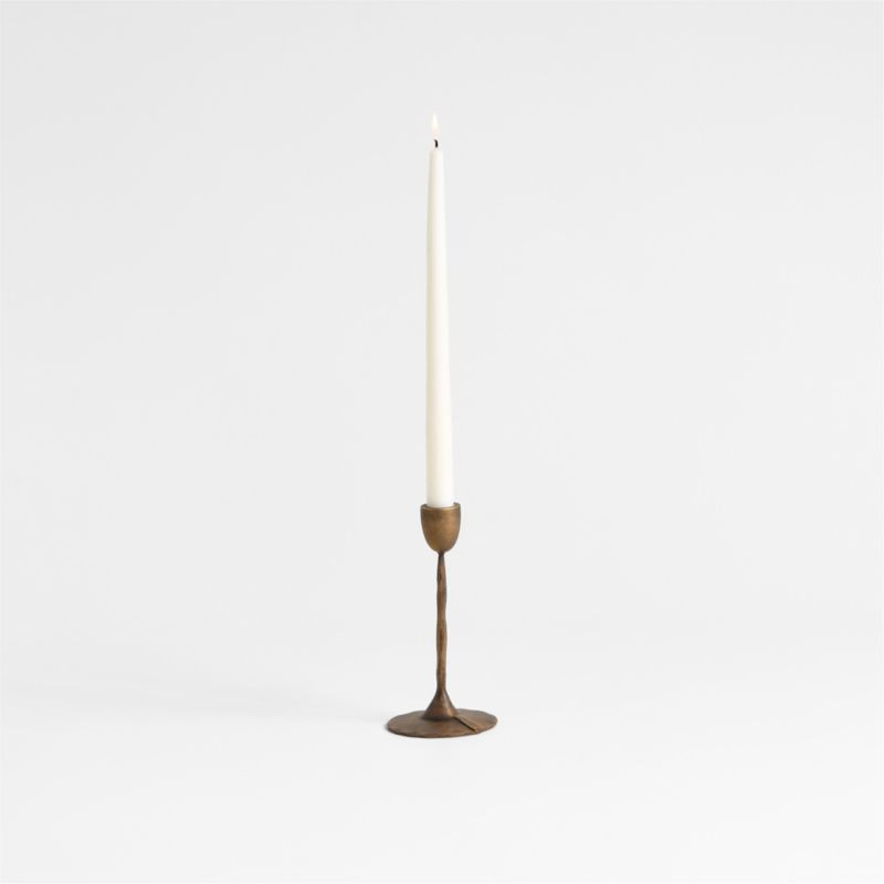 Barteau Small Brass Taper Candle Holder 7" + Reviews | Crate & Barrel | Crate & Barrel
