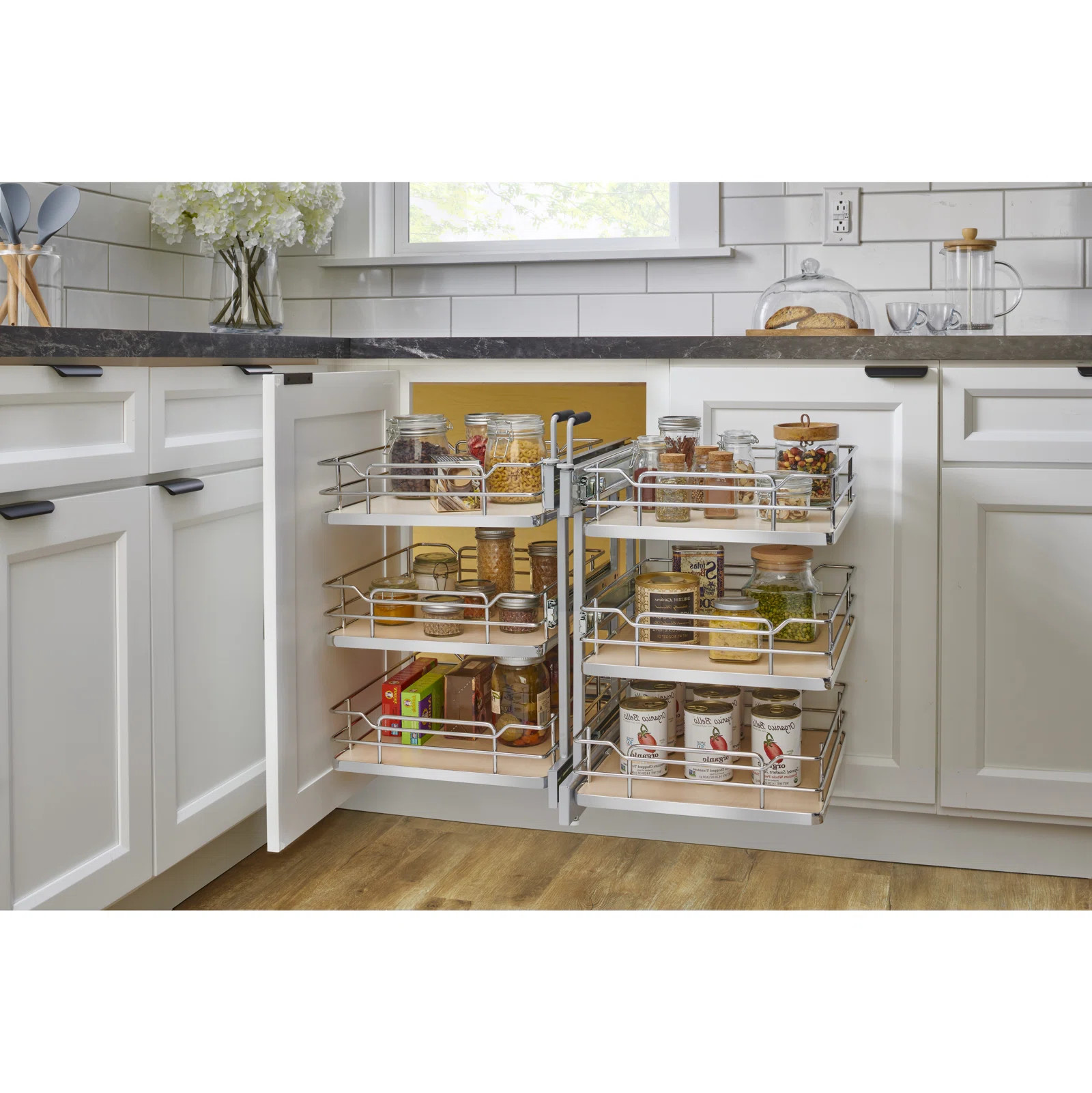 Steel 3-Tier Pullout Solid Bottom Organizer For Blind Corner Cabinets W/ Soft-Close | Wayfair North America