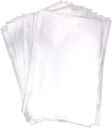 Mini Skater 8" x 12" Clear Treat Bags OPP Cello Cellophane Flat Bag With 50Pcs Gold Color Twist T... | Amazon (US)