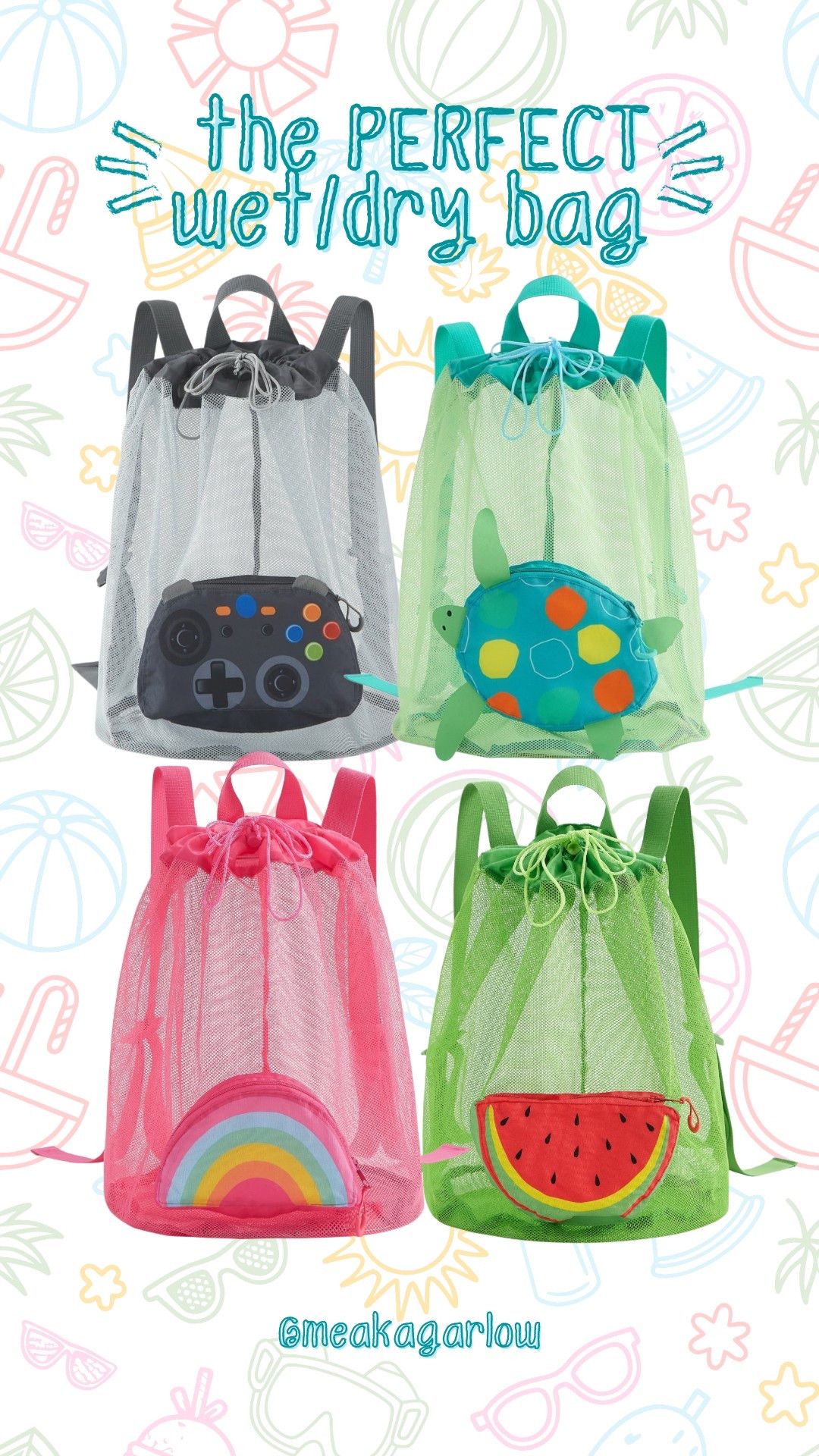 These wet/dry bags from Walmart are perfect! They fold into the front pocket making them compact and convenient. And the designs! I mean how adorable 🎮🐢🌈🍉

#LTKFamily #LTKGiftGuide #LTKSeasonal