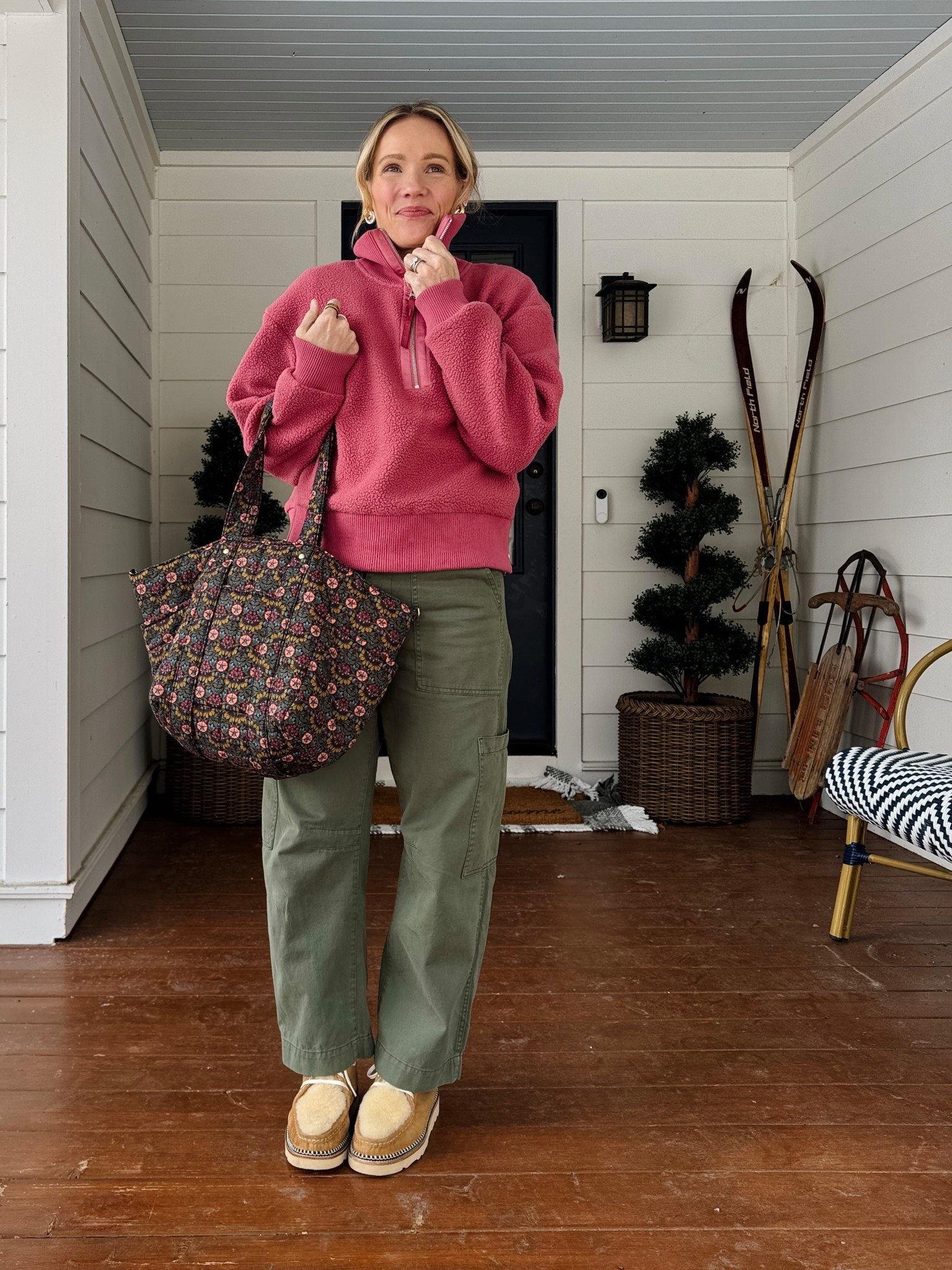 code Alpinewinter25 at Varley, wearing a size small, Pistola drawstring pants wearing my regular size, 5'3", Madewell white tee is a favorite, wearing my regular size small, EBY underwear size up to a Medium, Pepper Bra, Freda Salvador Boots are a Christmas gift to myself & so fun ~ have also styled them with these Agolde jeans, true to size, also love the Brooke rain resistant style, Heaven Mayhem earrings, Merit Lip color in Sunday, Clare V tote on heavy rotation ~ xo, Claire

#LTKOver40 #LTKSaleAlert #LTKootd