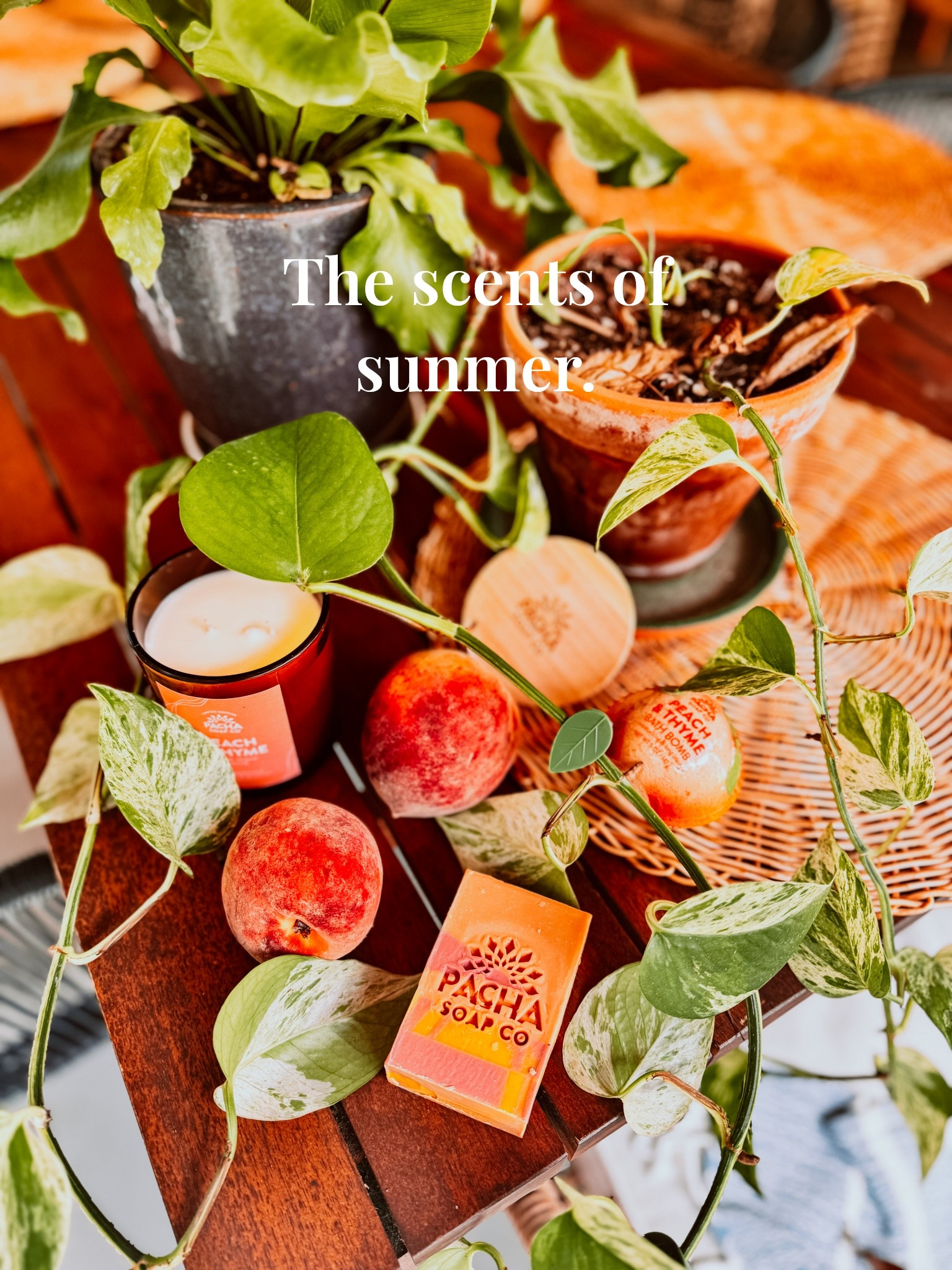 The scents of summer — bottled up in soaps, candles, and bath bombs. Made with clean, vegan ingredients and notes like citrus, herbs, and florals. Pure sunshine for your skin + senses. #scentsofsummer #patchasoap #veganskincare