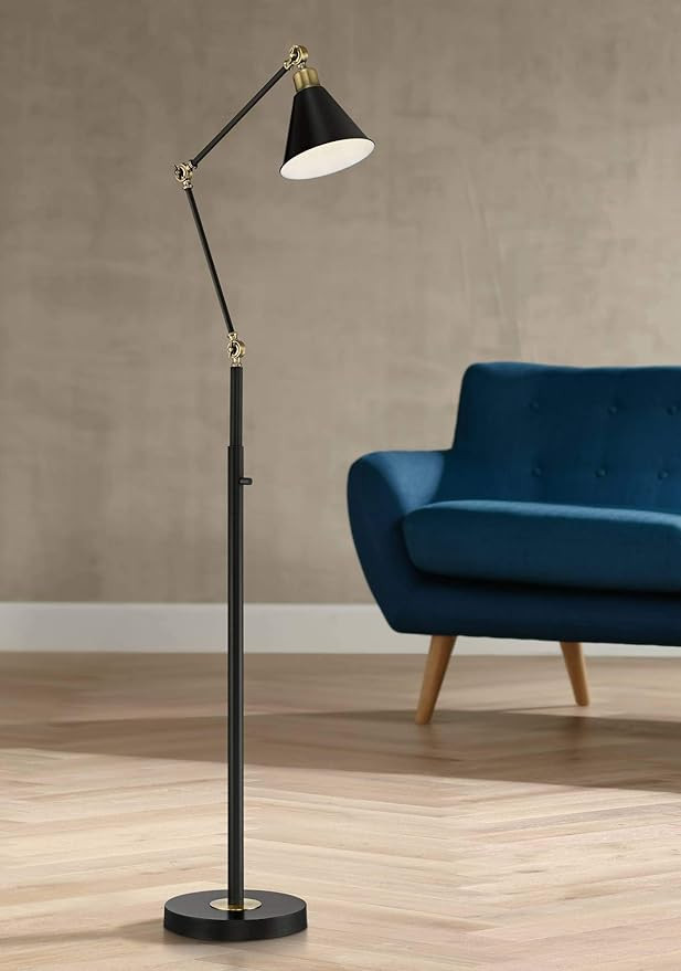 Wray Mid Century Modern Pharmacy Floor Lamp Flat Black Antique Brass Adjustable Swivel Head for L... | Amazon (US)