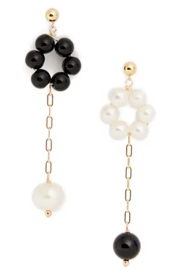 Lain Black Onyx & Cultured Freshwater Pearl Mismatched Drop Earrings | Nordstrom