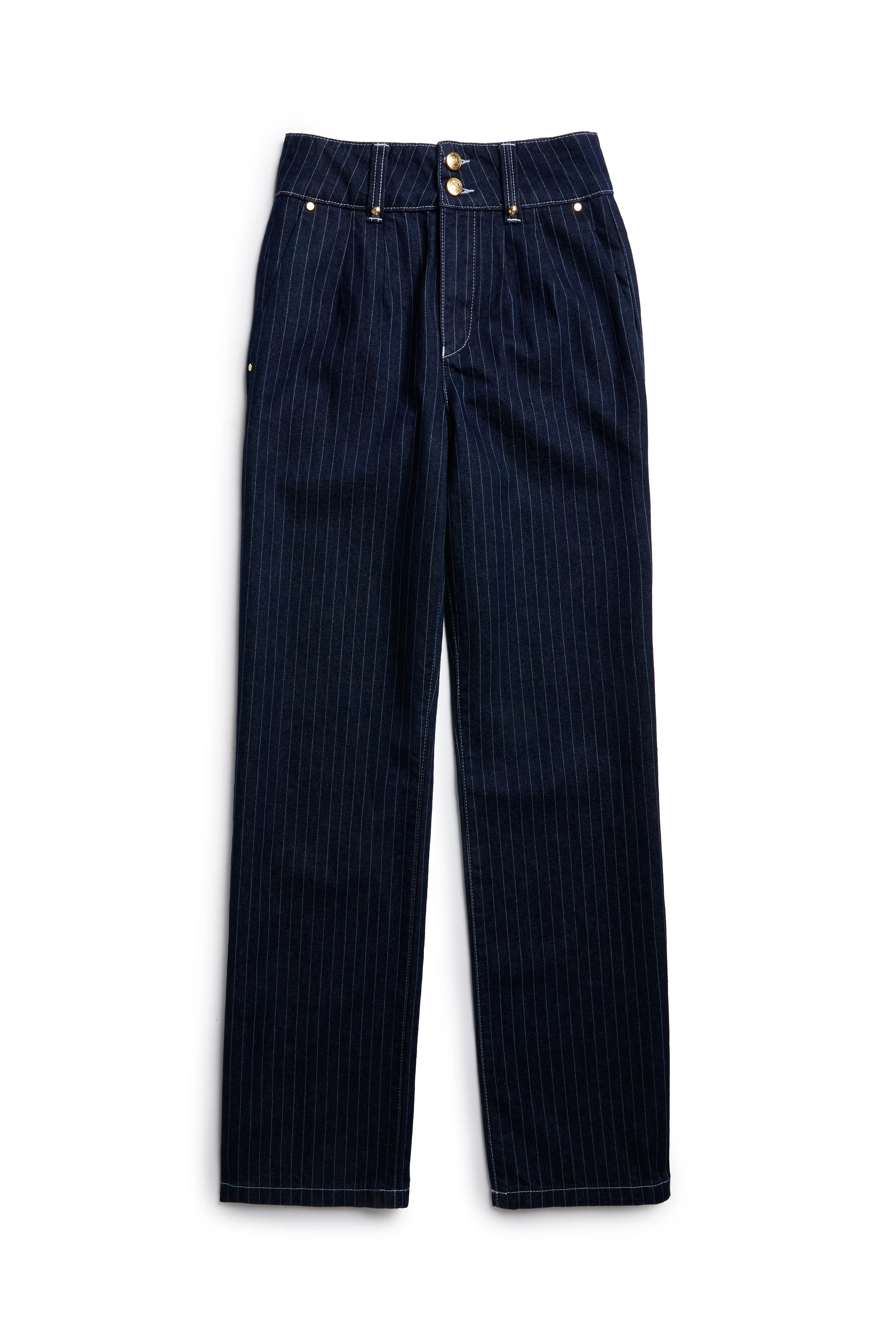 Tailored Wide Leg Jean (Indigo Stripe) | Holland Cooper