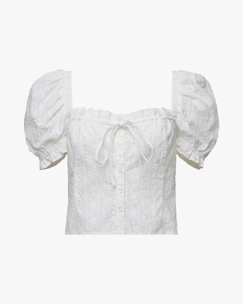 Eyelet Puff Sleeve Top | We Wore What