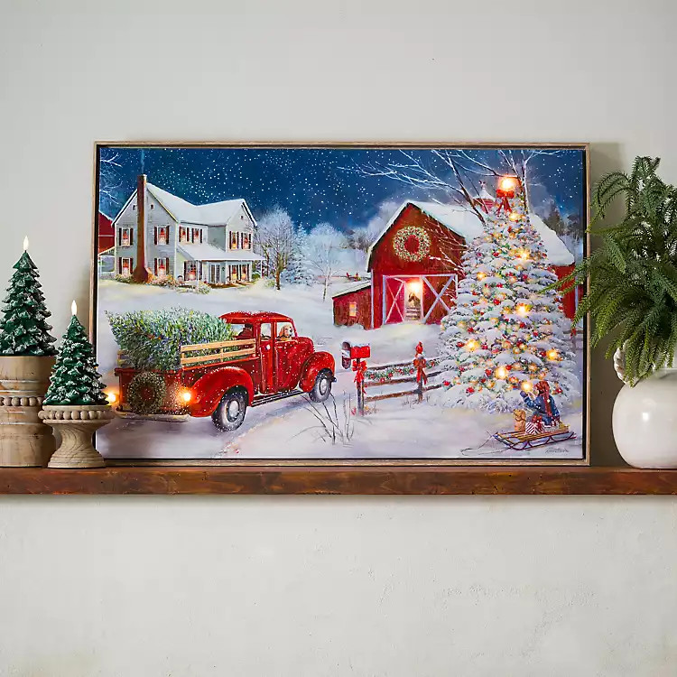 New! LED Mabels Barn Framed Canvas Art Print | Kirklands